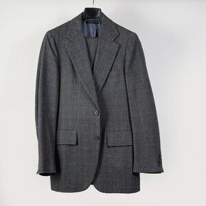 Paul Stuart Two Button Wool Suit, Grey Windowpane Check, Size 37R